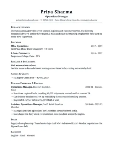 Academic CV resume template: Education, research and teaching, in that order.