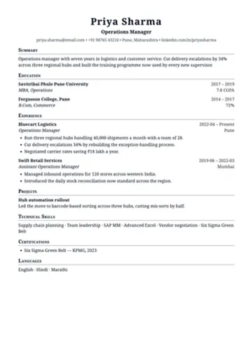 Campus resume template: The one-page engineering-school format: employer and dates, then the role.