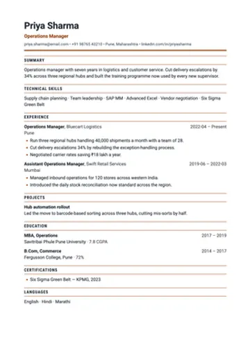 Core resume template: Civil, mechanical and electrical: tools and codes, then sites and projects.