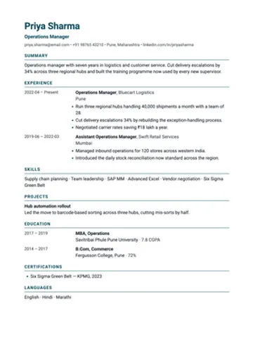Dateline resume template: Dates down the left, so the length of every role shows at a glance.