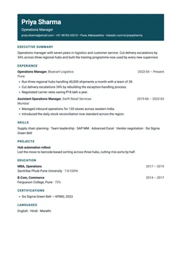 Director resume template: An executive summary, then scope and results.