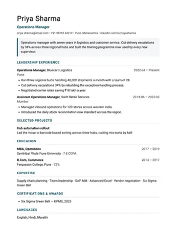 Executive resume template: For heads, leads and managers: the pitch comes first.