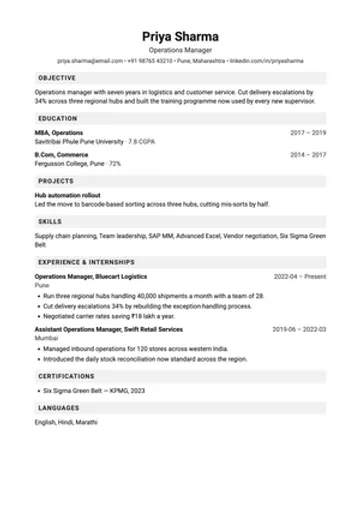Fresher resume template: Education first, for students and first jobs.