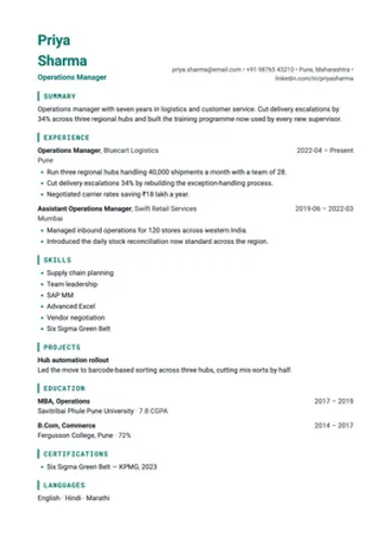 Stack resume template: Skills up front, monospace headings.