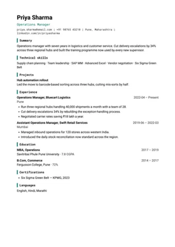 Technical resume template: Skills and projects up top, for engineers.